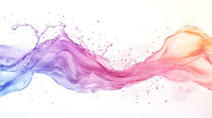 Poster - Stunning abstract image showcasing a captivating fluid motion with a vibrant rainbow colored splash and dynamic swirling waves
