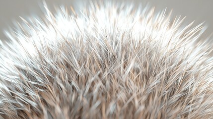 Poster - This captivating closeup reveals the intricate details of a fluffy textured ball, showcasing the delicate strands shimmering in soft light. The natural hues create an inviting visual appeal