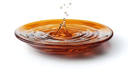 Poster - Stunning amber colored water splash with circular ripples and dynamic movement captured in a transparent glass bowl