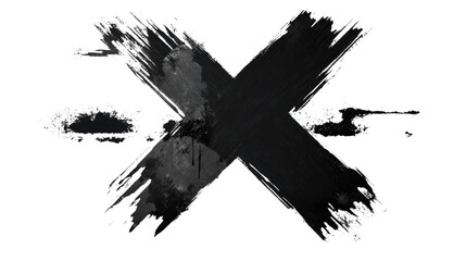 Poster - Black paint brush strokes crossing over each other on transparent background