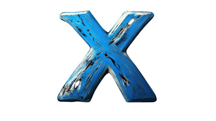 Poster - Blue painted letter x on transparent background