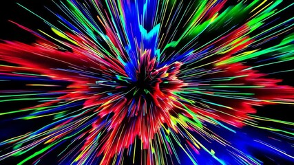 Poster - Colorful light explosion on black background, vibrant abstract art concept