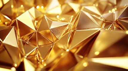 Poster - Shimmering golden geometric shapes create a stunning visual texture in modern design
