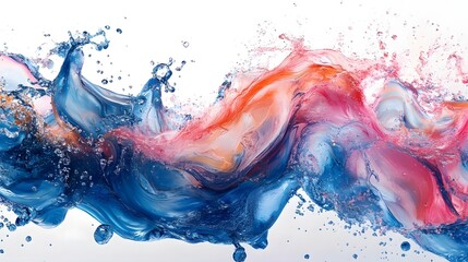 Aufkleber - Vibrant Abstract Painting with Colorful Splash of Water in Dynamic Motion  Digital artwork featuring a stunning abstract composition of fluid colors dynamic energy and experimental visual effects