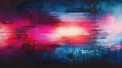 Aufkleber - Vibrant and Captivating Abstract Painting with Dreamlike Landscape Surreal Sunset Reflection and Ethereal Brushstroke Textures  Evocative and Mesmerizing Contemporary Art Piece