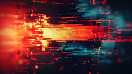 Leinwandbilder - Vibrant and dynamic abstract digital art with glitch effects neon colors and a sense of technological distortion and interference  The image creates a visually mesmerizing and futuristic aesthetic