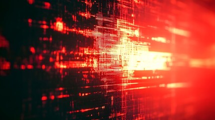 Fototapete - Vibrant and dynamic digital abstract background featuring an explosive burst of fiery red electromagnetic energy with glowing sparks luminous rays and intense radiance