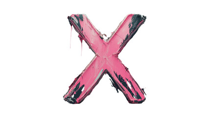 Poster - Vibrant pink brushstroke x on transparent background