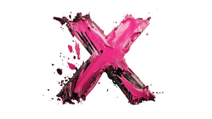 Poster - Pink and black paint forming an x on transparent background