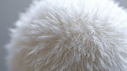 Poster - Closeup reveals the captivating details of a fluffy textured ball, showcasing its soft, shimmering strands that exude a sense of comfort and warmth in a calm atmosphere, perfect for cozy decor