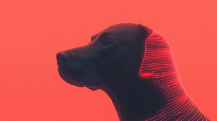 Poster - Stylish dog silhouette digital art urban environment abstract viewpoint modern concept