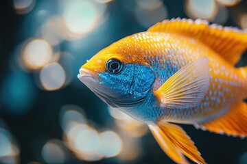 Aufkleber - Colorful fish swimming gracefully in a vibrant coral reef habitat during a sunny underwater afternoon