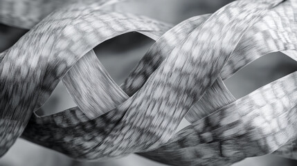 Poster - Intricate patterns of braided material in monochrome design with smooth textures