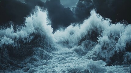 Wall Mural - A large wave crashing into the shore