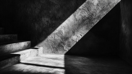 Poster - Light and shadow interplay in a stark, minimalistic interior space