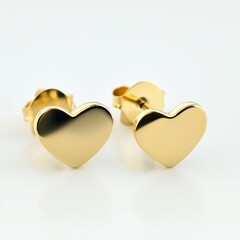 Elegant gold heart-shaped earrings on white background reflecting simplicity and sophistication