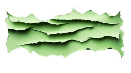 Poster - Green torn paper strip with transparent background creating a layered effect