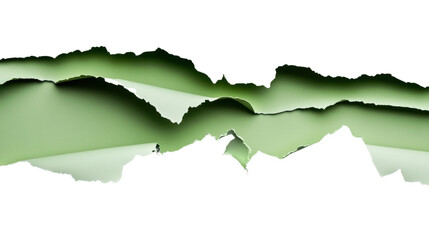 Poster - Green ripped paper with transparent background creating a layered effect