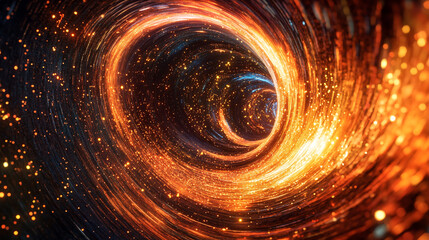 Poster - Cosmic spiral with glowing particles swirling in a dynamic vortex of energy