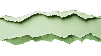 Poster - Green torn paper with transparent background revealing checkered pattern
