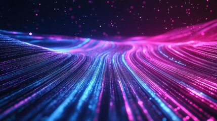 Wall Mural - A dynamic blockchain wallpaper with vibrant light currents in constant motion