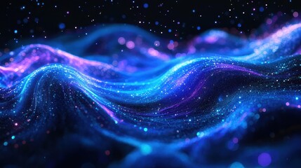 Wall Mural - A seamless blockchain vortex glowing against a deep cosmic gradient