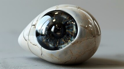 Poster - Realistic and Futuristic Eye Design with Intricate Details, Blending Technology and Natural Aesthetics in a Unique Sculpture