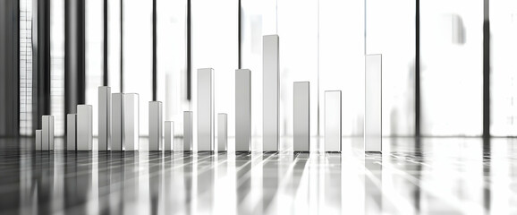 Poster - Abstract financial background with a white bar graph and data chart