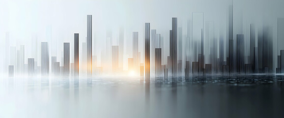 Poster - A white background with a row of rising bar charts