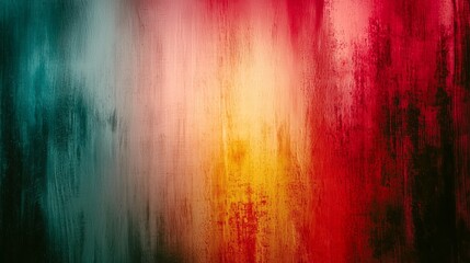Aufkleber - Dynamic color gradients swirl together in a modern abstract arrangement, blending vibrant reds, deep blues, and soft yellows. The blurred effect creates a sense of depth and movement