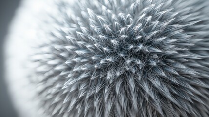 Poster - Examining the closeup of a fluffy textured ball reveals the beauty of its delicate spikes dancing in soft light, showcasing an artistic blend of softness and intricate patterns