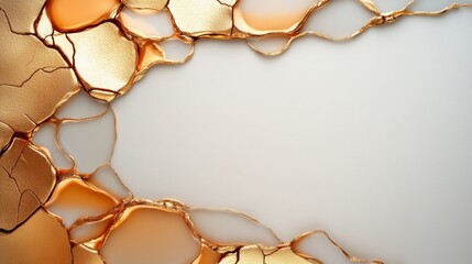 Wall Mural - Gold and white background with a crack in it. Minimalistic background.