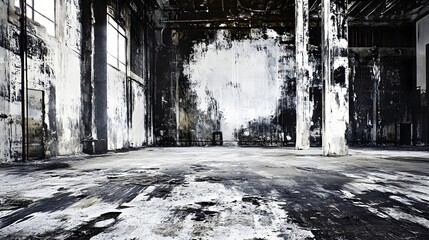 Poster - Abandoned and Decaying Industrial Warehouse with Moody Atmosphere