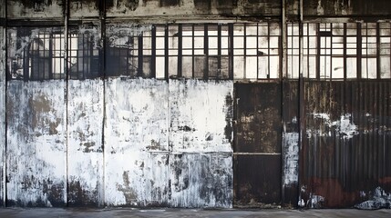 Aufkleber - Abandoned dilapidated industrial warehouse with grungy weathered walls peeling paint rusty metal details and a decaying interior  The neglected