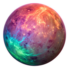 Wall Mural - glowing neon-colored exoplanet isolated on transparent background