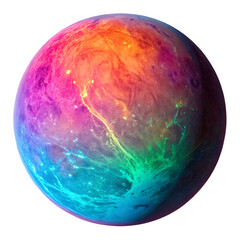 Wall Mural - glowing neon-colored exoplanet isolated on transparent background