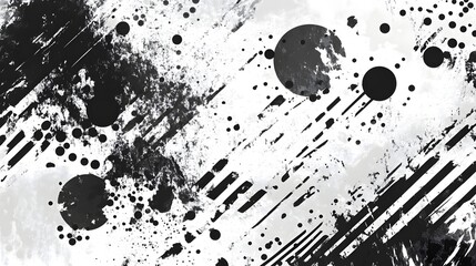 Aufkleber - abstract background design with black and white ink splash brush strokes and textured grunge elements  Creative digital with a moody contemporary aesthetic