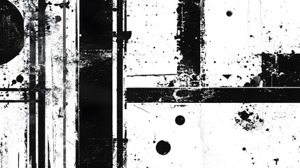 Poster - Abstract black and white background with grunge paint splatter distressed textures and vintage industrial effects  Moody grungy and visually striking pattern for design projects