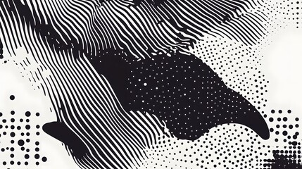 Fototapete - Abstract monochrome graphic design with contrasting geometric patterns shapes lines dots and gradients creating a dynamic futuristic and conceptual visual background