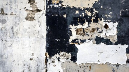 Aufkleber - Aged and Weathered Grunge Textured Decayed Concrete Wall with Peeling Paint and Cracked Surface in Urban Abandoned Building Background  Old Damaged Grungy Industrial Architectural Material Concept