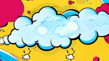 Leinwandbilder - A yellow background with a cartoonish drawing of a cloud. The cloud is pink and has a star in the middle