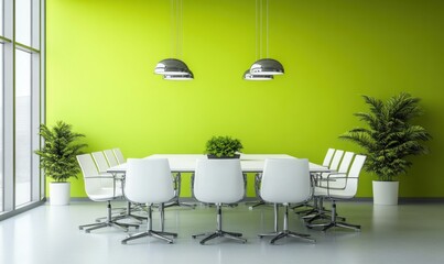 Wall Mural - Modern Lime Green Office Meeting Room Interior Design