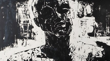 Fototapete - Captivating abstract artwork featuring a textured moody and dramatic composition with a mysterious emotive and evocative visual aesthetic  The image showcases a surreal conceptual