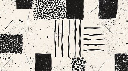 Fototapete - Elegant and sophisticated monochrome abstract geometric patterns textural brush strokes splatter effects and minimal shapes create a visually striking and captivating graphic design background