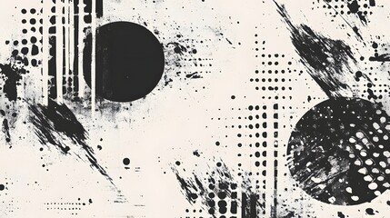 Aufkleber - Energetic and dynamic monochrome abstract graphic with splatter brushstrokes fluid geometric shapes and minimalist patterns  Striking contemporary and modern design with a bold atmospheric