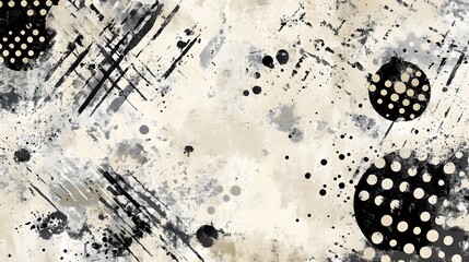Aufkleber - Expressive abstract monochrome background with a grunge distressed and speckled textured effect created using paint ink and digital techniques  The composition features a dynamic