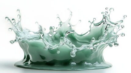 Fototapete - Graceful Mint Green Water Splash with Flowing Ripples and Bubbles  Refreshing and dynamic abstract fluid motion design with transparent clean and calm water elements
