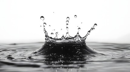 Aufkleber - Mesmerizing abstract image of a splash of water droplets on a reflective liquid surface creating a dynamic and visually striking composition with a sense of movement transparency and fluidity