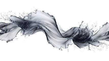 Fototapete - Mesmerizing monochrome fluid motion abstract background with flowing dynamic waves and splashes of smooth graceful energy  Contemporary ethereal and visually captivating design