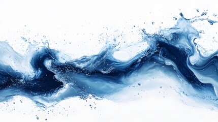 Poster - Powerful and Dynamic Abstract Flowing Water Splash and Waves in Vibrant Blue Tones Depicting a Chaotic and Turbulent Natural Force with and Conceptual Appeal